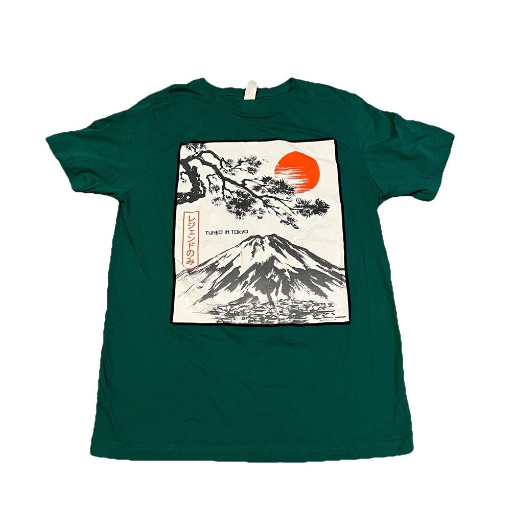 Tuned In Tokyo Mt. Fuji Japan Rising Sun T-Shirt Green Size M Japanese Racing